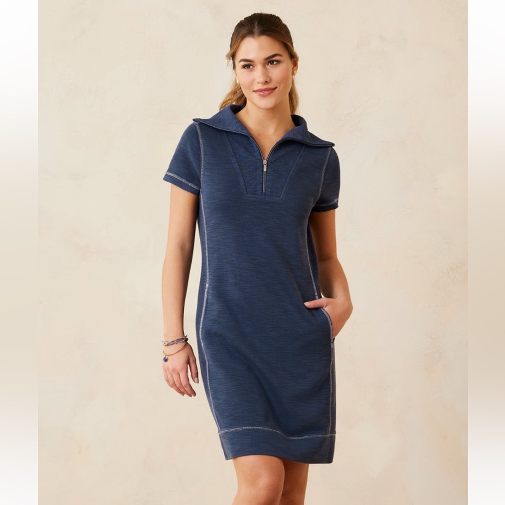 Tommy Bahama Tobago Bay Half-Zip Collared Dress Size Small